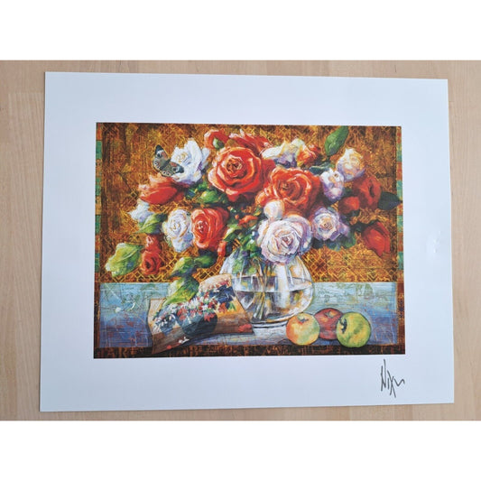 Sketch Style "Flower Study - Gaugin" by Peter Nixon Lithograph Modern Still Life  11 X 13 in
