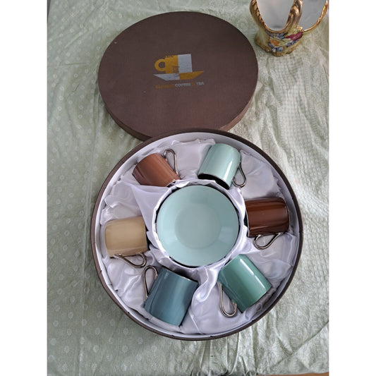 Vintage Classic Aqua Teal & Cafe Colors Coffee Tea Set Cup and Saucer 6 Colors